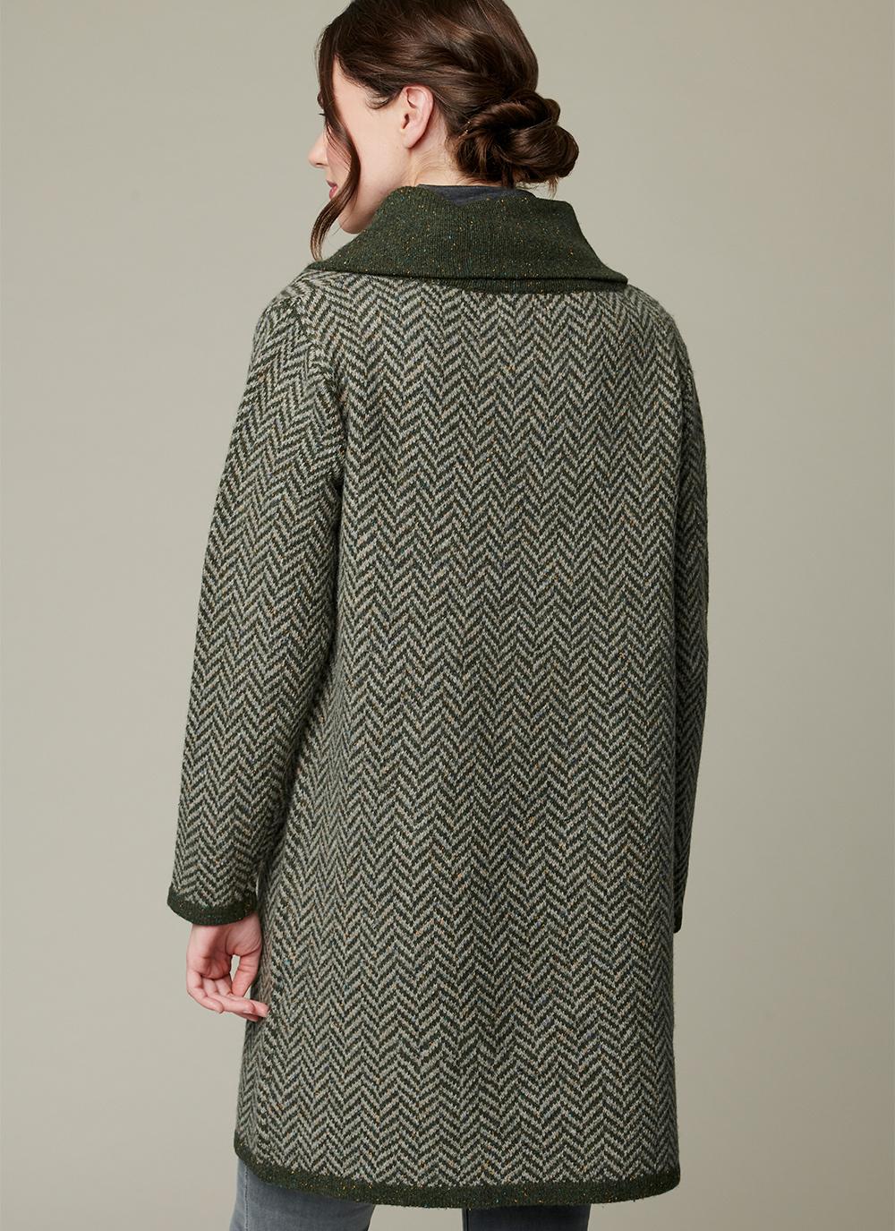 Sweater Knit Herringbone Design Cardigan